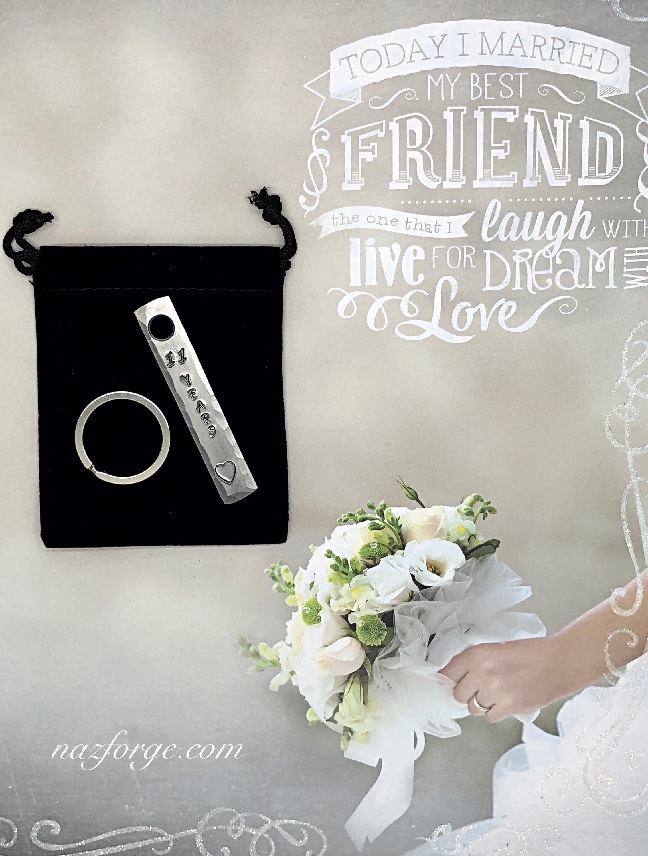 11th Year Steel Wedding Anniversary Keychain Gift for Wife ...