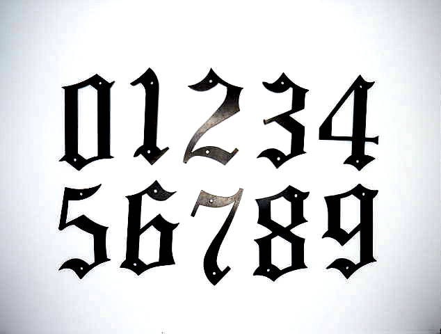 5 METAL HOUSE NUMBERS , Old English Style 5 Inches High Street Numbers  Outside Home Decor Font Address House or Apartment Numbers 