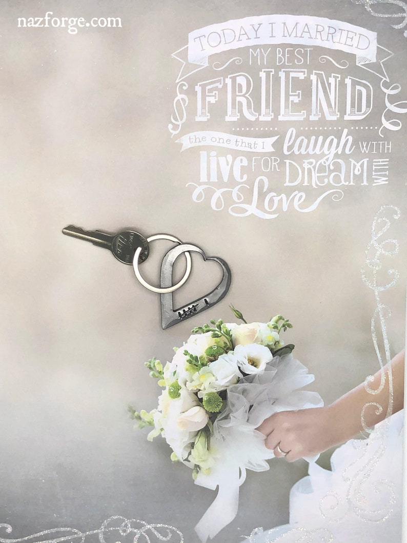 6th Year Wedding Anniversary 6 Tally Marks Iron Keychain Gift Idea for Wife or Husband-Hand Forged Heart for Him or Her-Wedding Themes Sixth image 5