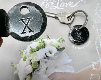 10 Years Wedding Anniversary Gift Idea - Roman Numeral X - Keychain for Husband or Wife