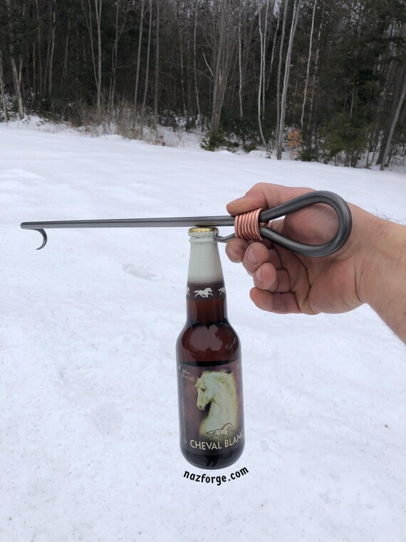 BBQ TOOL Steak Flipper with  Bottle Opener - Hand Forged Grill Tool - Outdoor Grilling Cooking Accessory - Gifts for Men - Man - Naz Forge