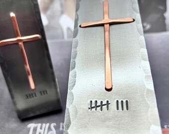 8th Year Wedding Anniversary Gift Idea, Christian Cross with Eight Tally Marks, Table, Desktop -Him Her or Couple,Can be Personalized