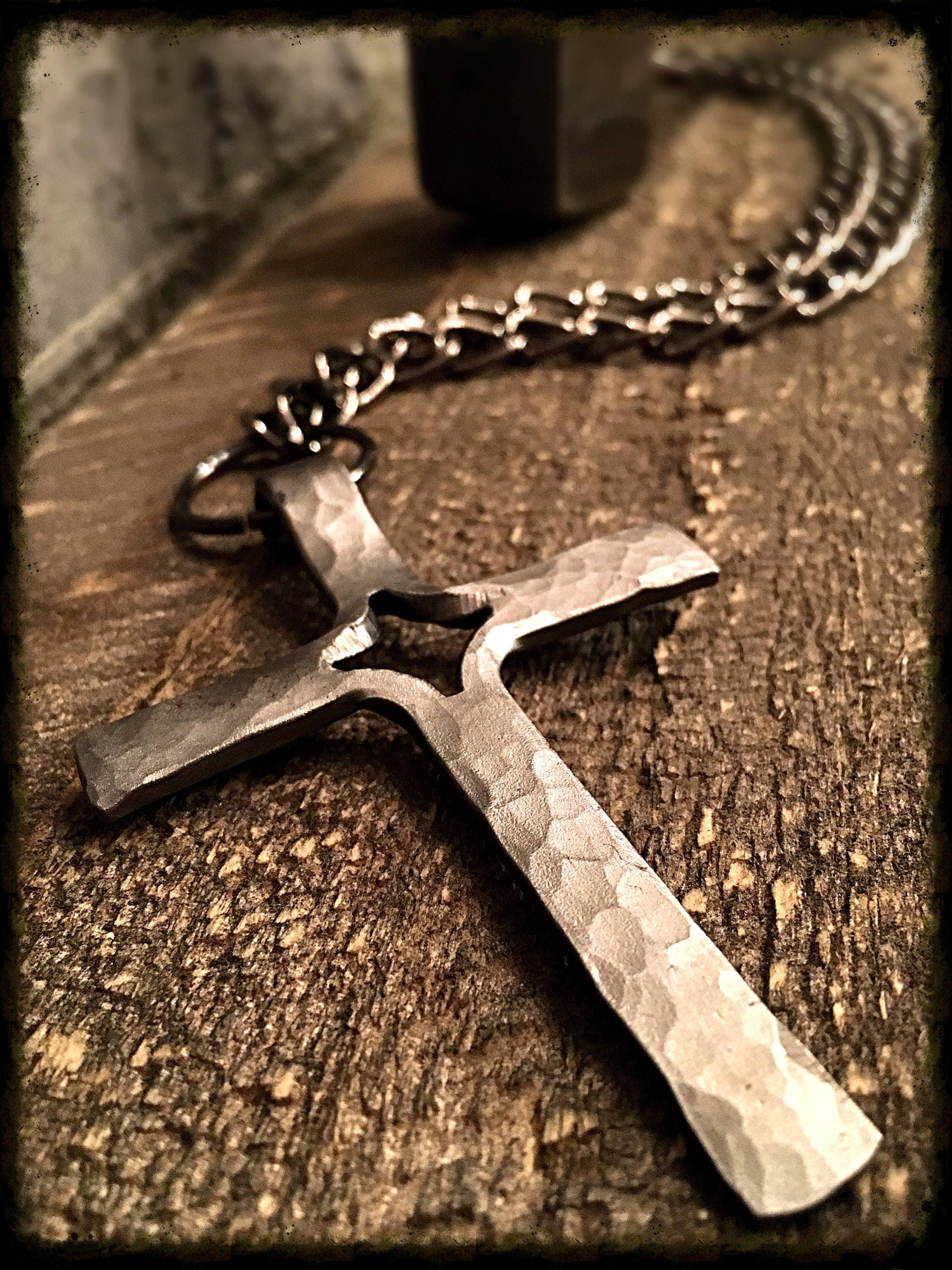 MEDIUM CROSS PENDANT Necklace Hand and Signed by Blacksmith Naz