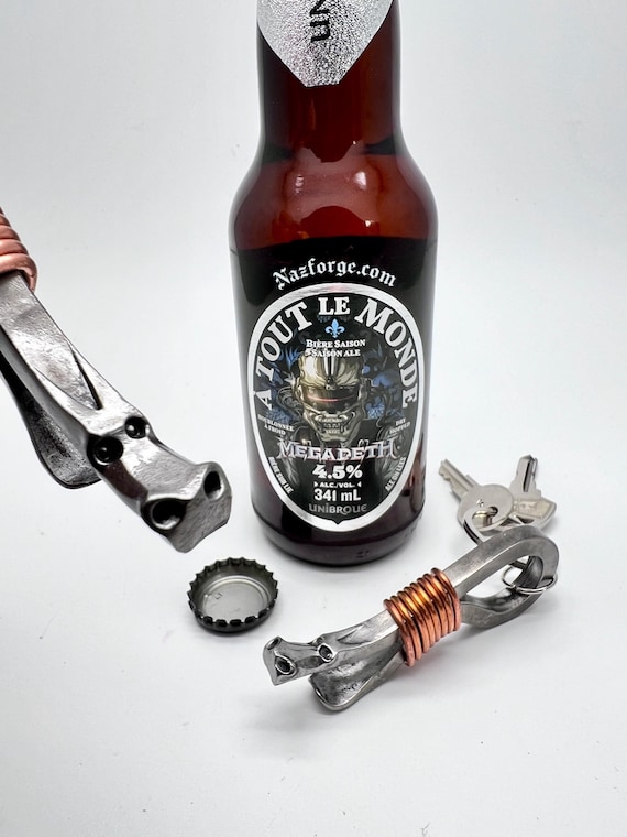 Keychain & Bottle Opener Forged Dragon - Original Design Hand Forged by Blacksmith Naz - Gift Idea for Men or Women