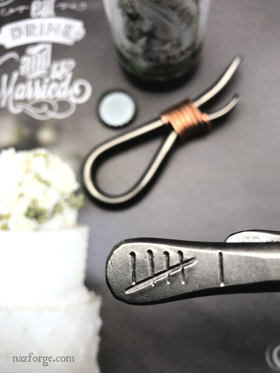 6th Year Tally Marks Iron Wedding Anniversary Gift Bottle Opener for Husband or Couple - 6 Years  Him - Sixth Wedding Theme -  Naz Forge