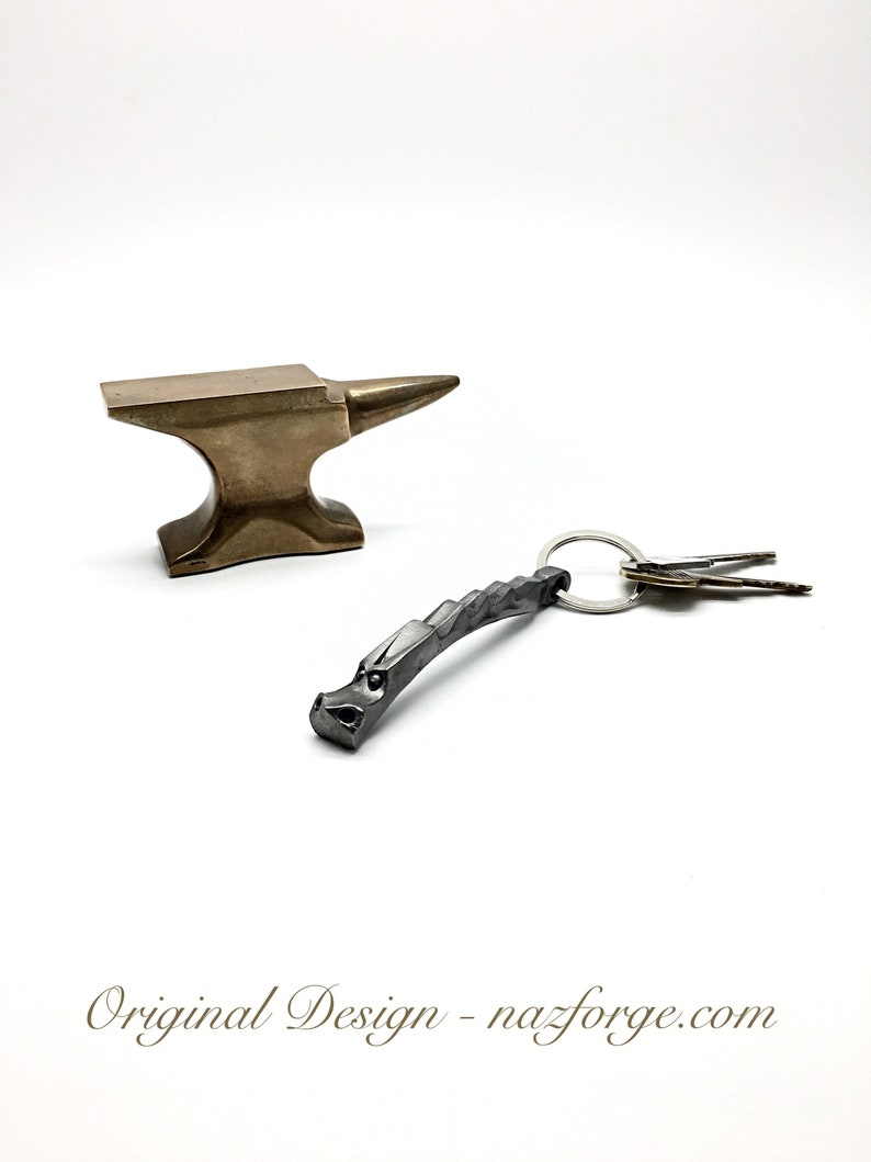 DRAGON KEYCHAIN Hand Forged and signed by BLACKSMITH Naz Personalization Option Available image 9