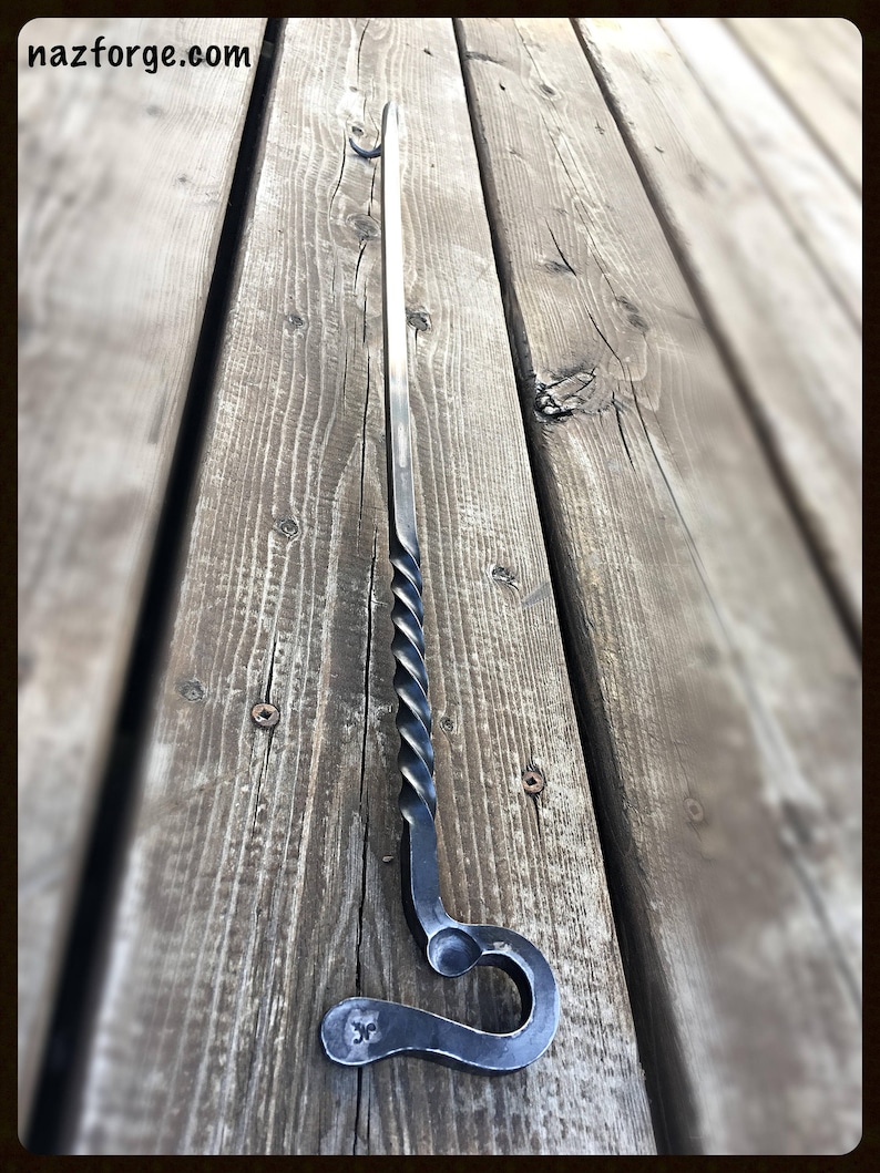 BBQ TOOL Steak Flipper Hook with Bottle Opener - Hand Forged Grill Tool, Pig Tail Meat Turner Outdoor Grilling Cooking Gifts for Men - Man image 3