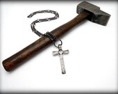 CROSS PENDANT Necklace Hand Forged and Signed by Blacksmith Naz
