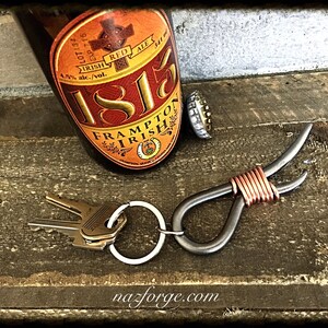 MINI KEYCHAIN Bottle Opener Personalized Option Available EDC Key Organiser Hand Forged Every Day Carry Original Design by Naz Forge image 6