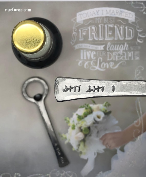 11t Year Anniversary Steel  Gift Bottle Opener for Husband or Couple - 11 Years Him - Eleventh Wedding Theme - Naz Forge