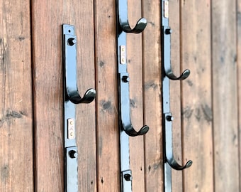 Vertical Coat or Gun Rack - Hand Forged Iron by  Blacksmith Naz -Treated with Black Powder Coat  - Rustic Hooks, Unique Original Design