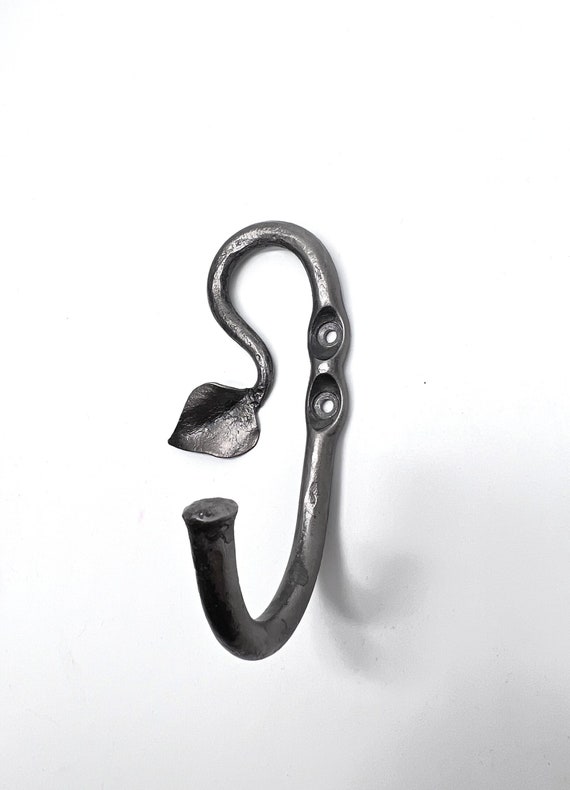 FORGED LEAF HOOK Hand Forged by Blacksmith Naz - 6th Year Anniversary Iron Gift Idea
