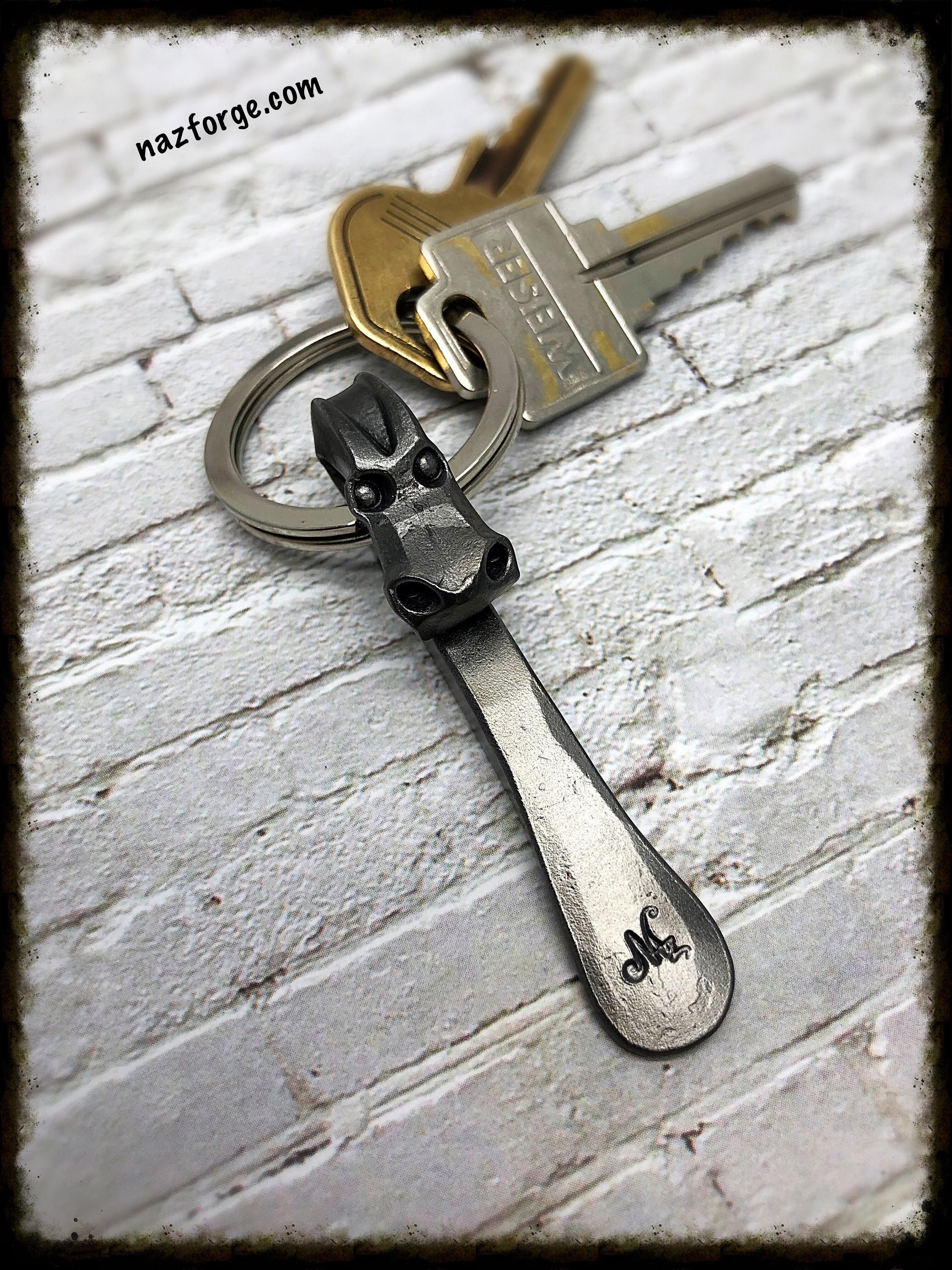 HAND FORGED KEYCHAIN and Protection by Blacksmith Naz