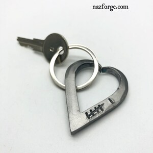 6th Year Wedding Anniversary 6 Tally Marks Iron Keychain Gift Idea for Wife or Husband-Hand Forged Heart for Him or Her-Wedding Themes Sixth image 2