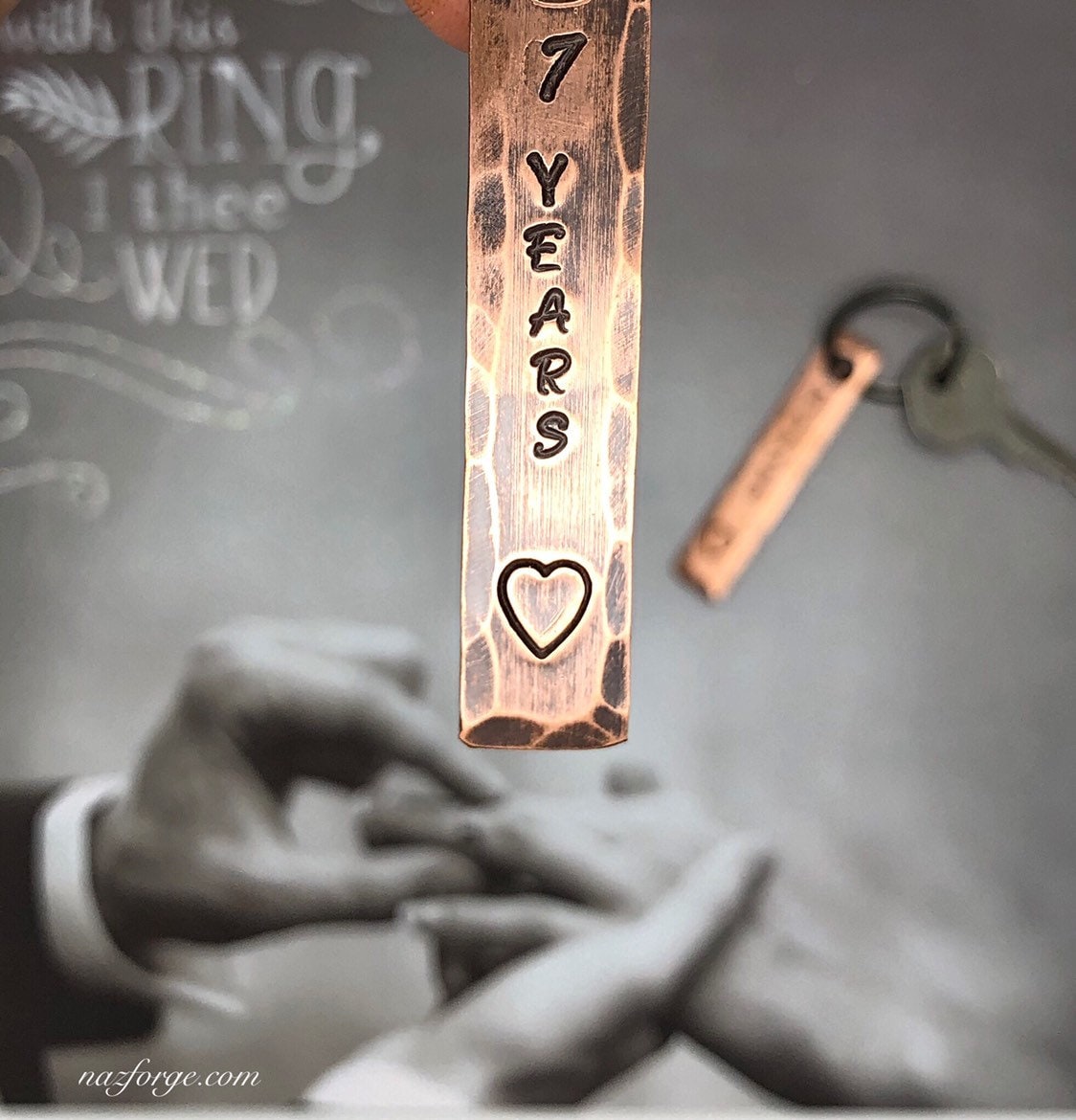 7th Year Pure Copper Wedding Anniversary Keychain Gift ...