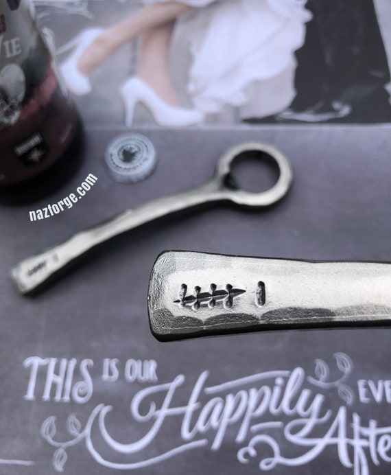 6th Year Tally Marks Iron Wedding Anniversary Gift Bottle Opener for Husband or Couple - 6 Years Him - Sixth Wedding Theme - Naz Forge