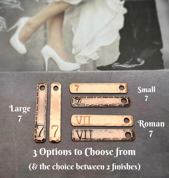 7 Years Copper Wedding Anniversary Gift Idea - Choose one of 3 Styles - Roman Numeral, Small 7 or Large 7, Keychain gift for Husband or Wife