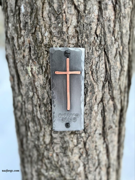 CHRISTIAN CROSS  Wall Fixture - by Blacksmith Naz  - Gift Idea for Wedding, Baptism, 1st Communion, Confirmation, Can be personalized