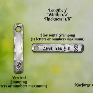 CANCER AWARNESS RIBBON Keychain - Personalization Option Available - Cancer Support - Hand Forged & Signed by Blacksmith Naz - Personalized image 3