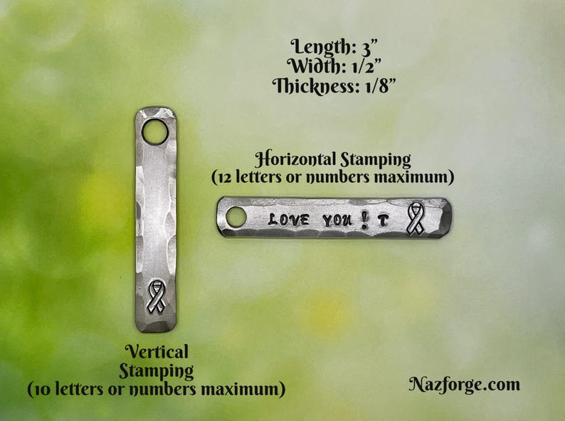 CANCER AWARNESS RIBBON Keychain - Personalization Option Available - Cancer Support - Hand Forged & Signed by Blacksmith Naz - Personalized image 3