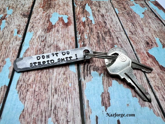 PERSONALIZED KEYCHAIN - Hand Forged Custom Gift Idea for Him or Her , 6th Wedding Anniversary Iron Gift Idea, Birthday & all Occasions