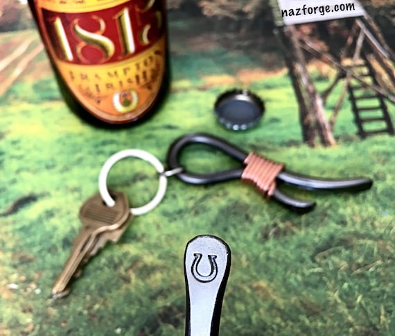 HORSESHOE Keychain Bottle Opener -  Personalized Option Available - Design by Naz - Gift for Man