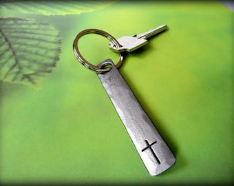 CROSS KEYCHAIN - Personalized Option Available - Christian - Easter - Confirmation - First Communion - Baptism - Unisex Personalized Gift