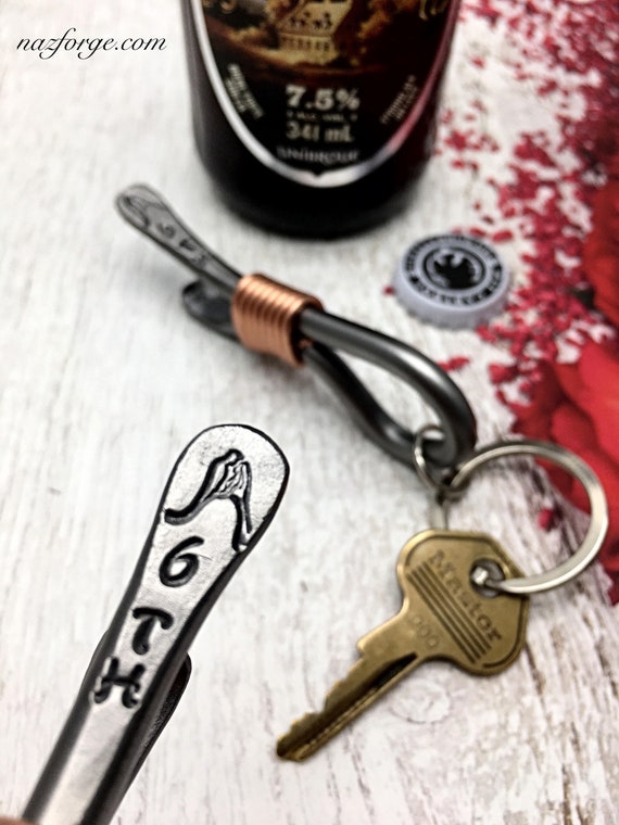 6th Year Wedding Gift - Iron Anniversary - Bride & Groom Keychain Bottle Opener - 6 Years - For Couple - Him - Her - 6 - Sixth Themes Iron