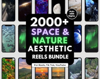 Paquete de 2000 Reels estéticos de espacio y naturaleza: videos espaciales, clips de naturaleza, PLR, MRR para Instagram, TikTok y YouTube