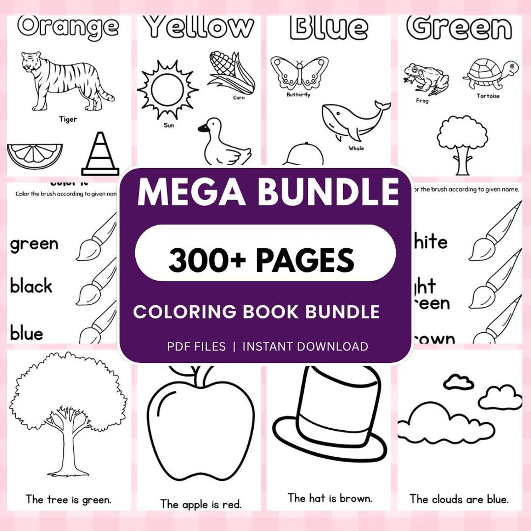 Kids Learning Coloring Book Bundle | 300+ Pages (PDF Download) - Etsy