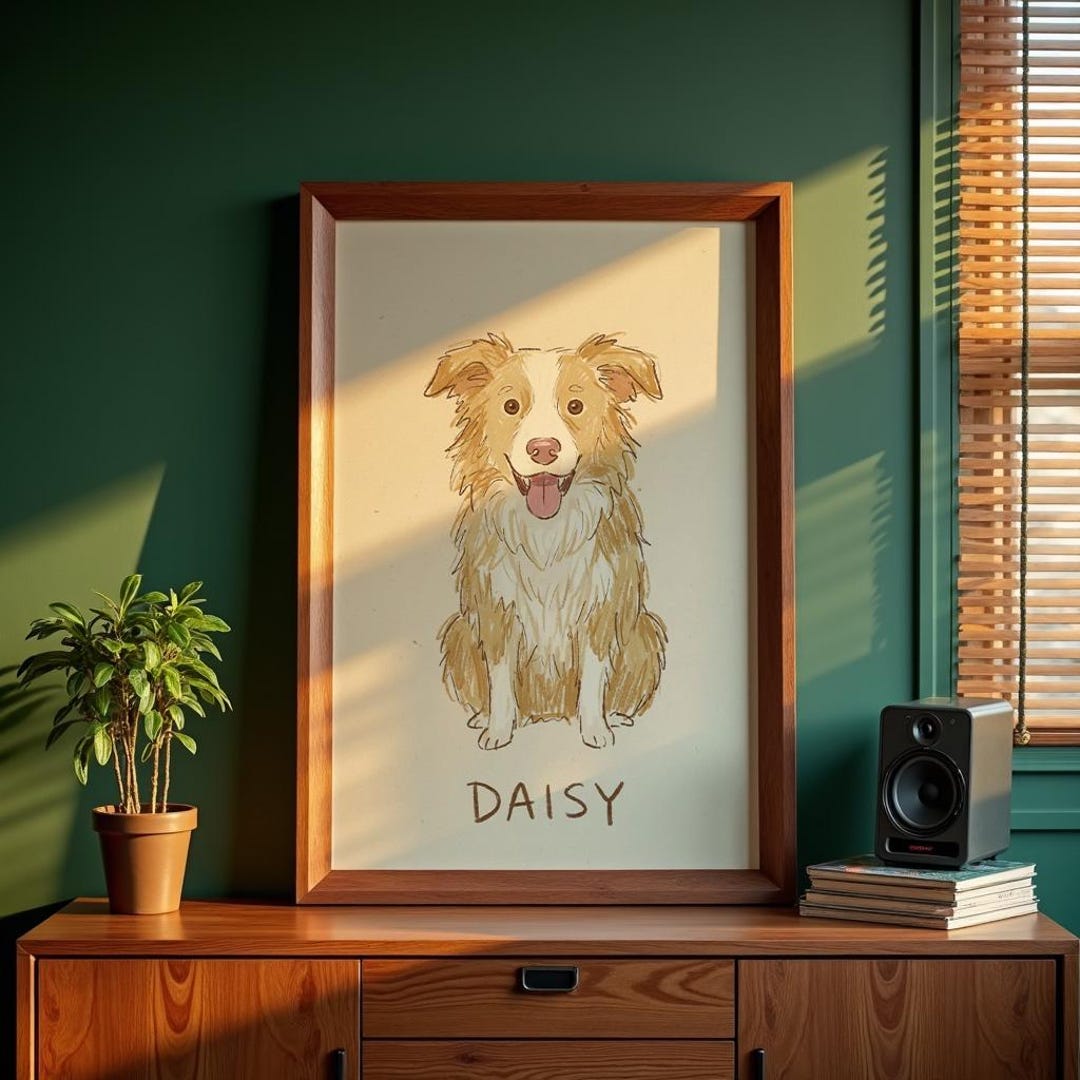 Printable Watercolor Dog Portrait Custom Badly Drawn Pet Art Modern Dog ...