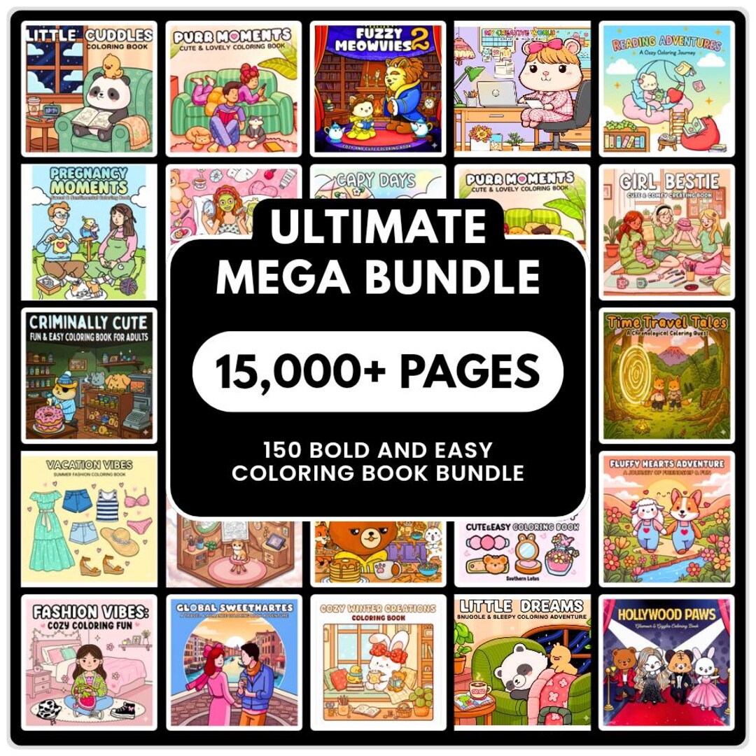 15,000+ Pages Coco Wyo Style Bold and Easy Digital Coloring Book Bundle ...