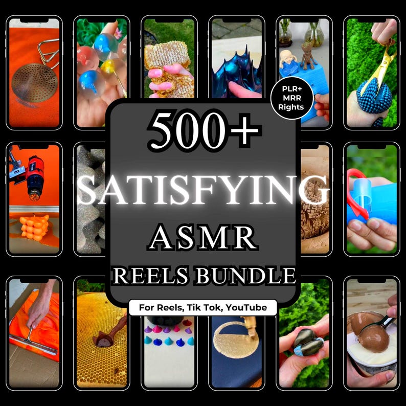 Plus de 500 rouleaux ASMR satisfaisants : contenu viral TikTok et Instagram (PLR) image 1