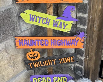 Halloween Street Sign | Birch Wood | Spooky Fall Decor