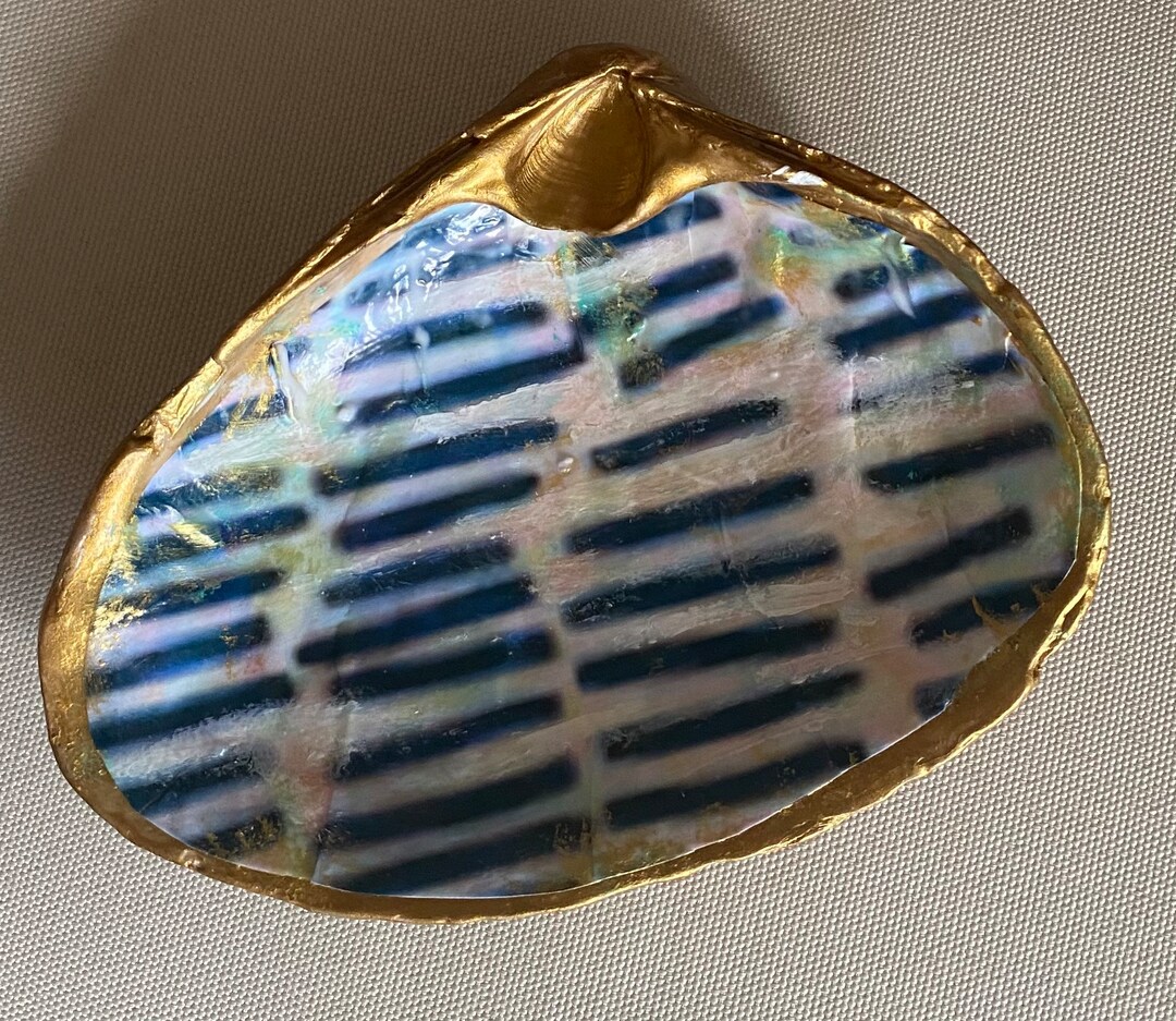 Decoupage Clam Shell Ring Dish: Gold Leaf Trinket Holder - Etsy
