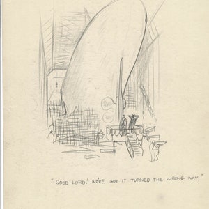 Original Antique Vintage R Decker Cartoon New Yorker Cartoonist Art Ship Builders Mistake