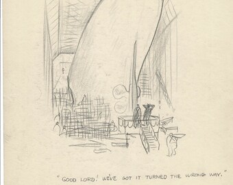 Original Antique Vintage R Decker Cartoon New Yorker Cartoonist Art Ship Builders Mistake