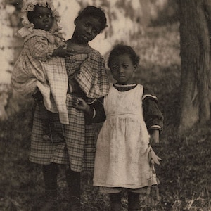Rare Antique Historic Original American George A. Nelson Photograph African Bermudian Black Children 1897 Lincoln MA