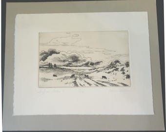 Surf Pines Hollow Etching American20thc Limited ed Print Valerie Willson North Oregon Sea Coast US