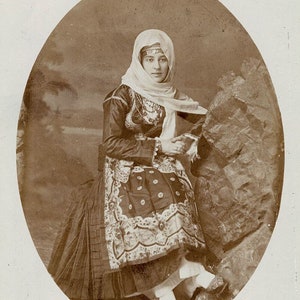 Antique 19thc Turkish Woman Albumen Photograph History Asia Minor Costume