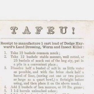 Antique 19th Century Printed Broadside for Tafeu Fertilizer Early American Ag Farm Paper Ephemera Typography Graphics
