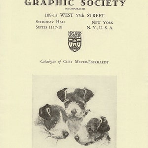 May include: A black and white illustration of three small dogs, with the caption "No. 26 - THREE RASCALS (Drei Rangen) $6.00 Size 9 1/2 x 10 1/2 in."