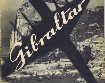 Antique Vintage Gibraltar Fifties Mid Century Travel Book Dramatic Cover Design Art Typography bw Photos Paper Tourist Ephemera