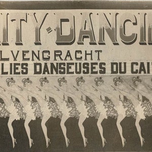 Antique Gaity Dancing Brussels Photograph Advertising Art Poster Chorus Line by Farina at Famous Belgian Bar Nightspot Ephemera