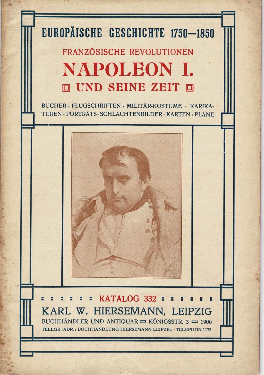 Antique Napoleon Bookseller Catalog Hiersemann Leizig 1906 History