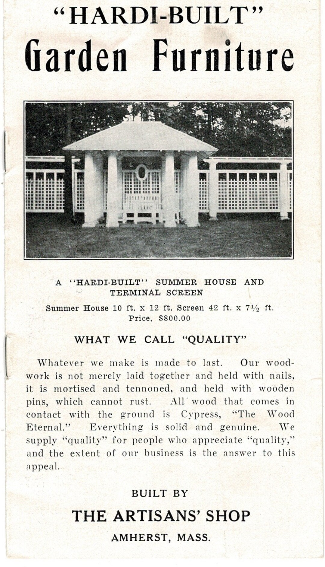 Antique Hardi Built Garden Furniture Catalog Artisans Shop Am Amherst