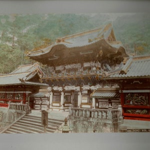 Antique Vintage Nikko Temple Japan 19thc Color Albumen Travel Photograph
