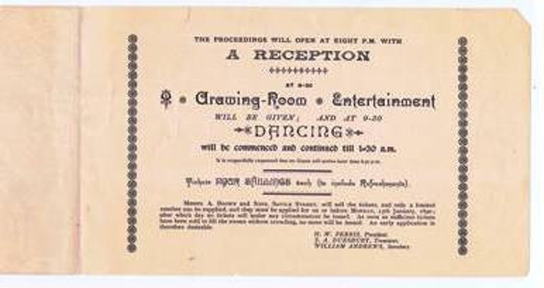 Paper Ephemera 19th century Antique Announcement Invitation to a Conversazione Reception Dance 1890 Hull Literary Club UK Decorative