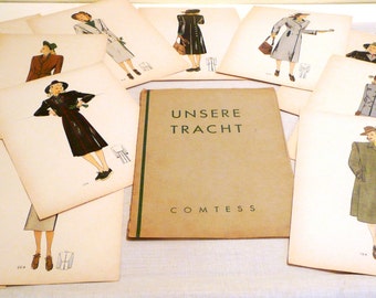 Antique Vintage Austrian German Trachten Clothing Costume Color Plates History Fashion Textiles