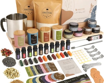DIY Soy Candle Making Kit, Starter Supplies, 10 Scents, Color Dyes